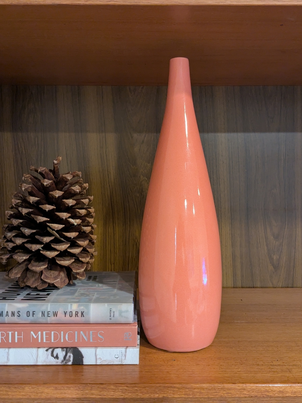 West Elm Glossy Coral Ceramic Bud Vase